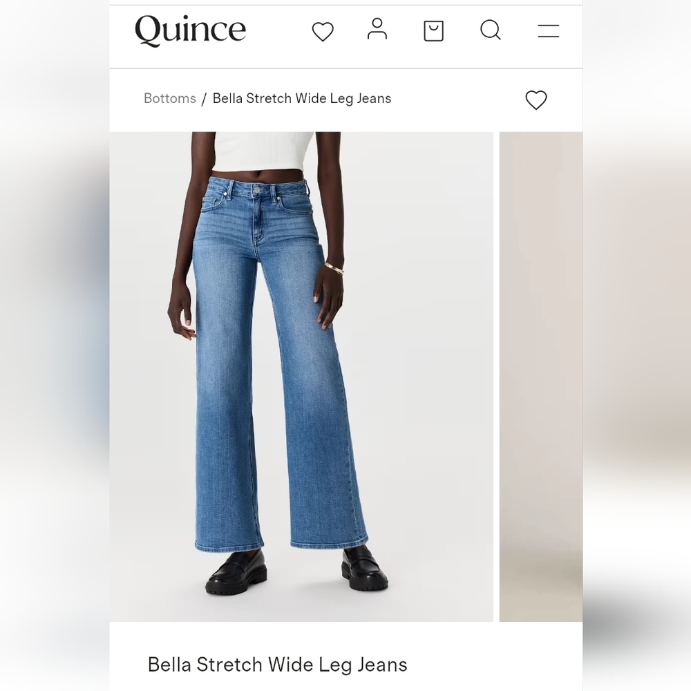 Quince Bella Stretch Wide Leg Jeans Size 26